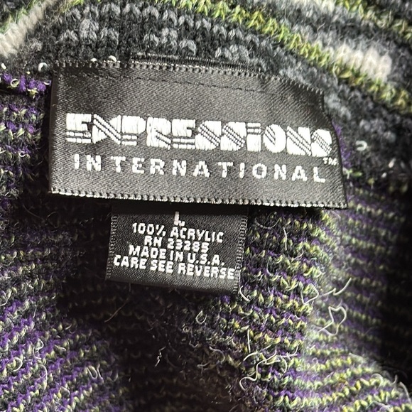 Vintage Empressions International Vneck Geometric Cardigan Sweater Size Large - Picture 7 of 9